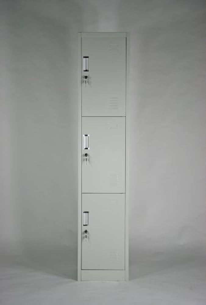 引取限定　3人用ロッカー　53-0254-1 Amazon.co.jp: ロッカー 3人用 鍵付き 1列3段 スチールロッカー